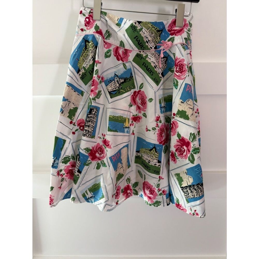 Context Floral Print Skirt in White, Green, Pink and Blue